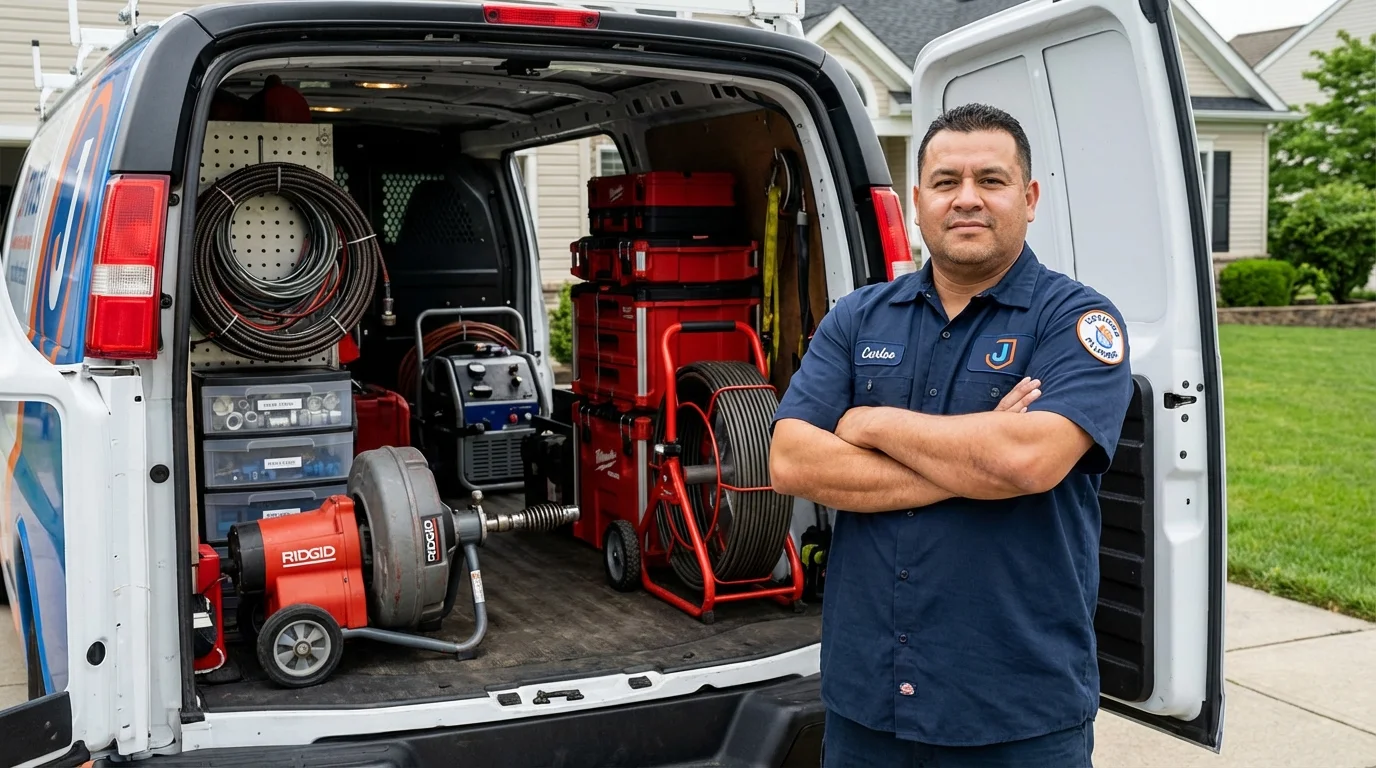 Professional drain cleaning equipment and Johns Plumbing LLC plumber in Walbridge