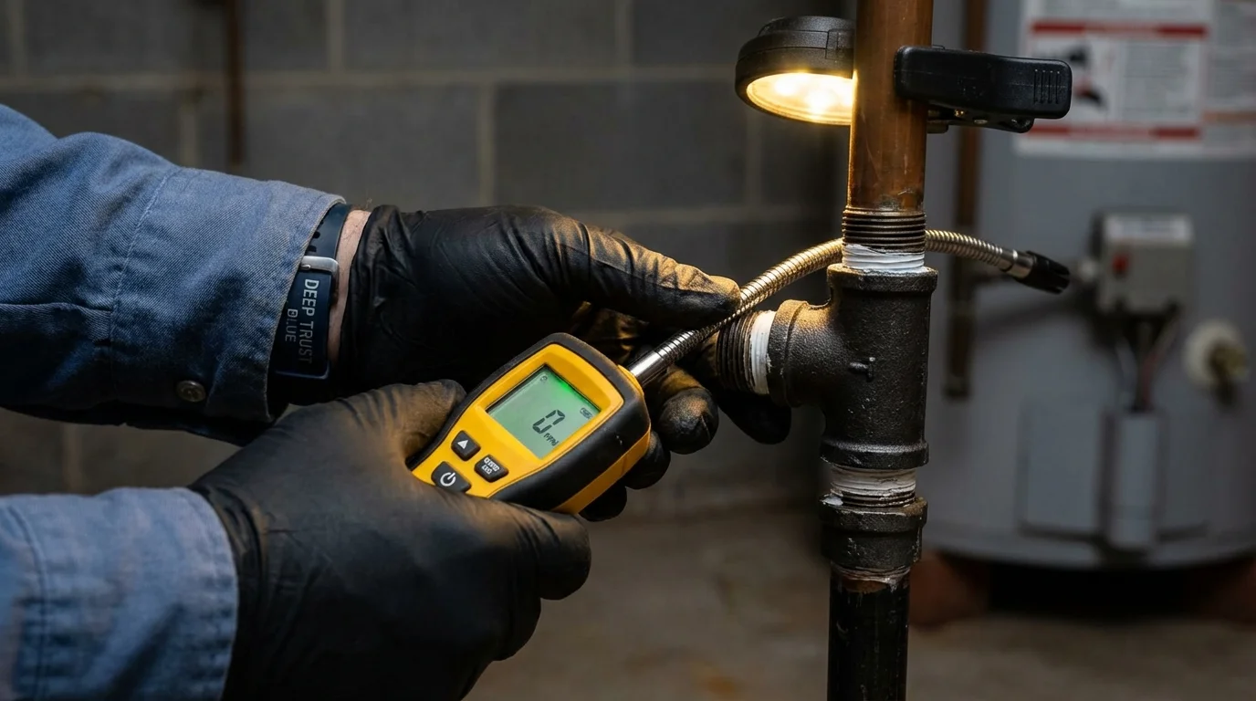 Gas leak detection with electronic sniffer by Johns Plumbing LLC in Walbridge