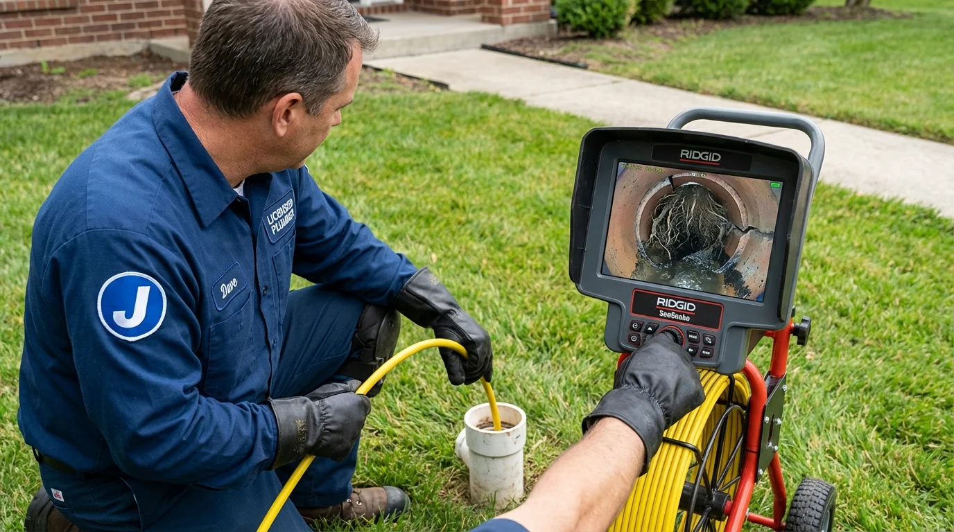 Sewer camera inspection being performed by Johns Plumbing LLC in Walbridge